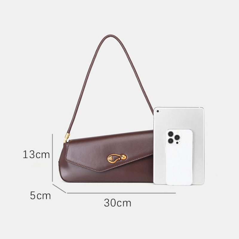Casual Style Metal Hardware Irregular Shape Solid Color Pu Women's Underarm Shoulder Bags Picture8