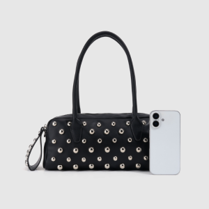 Old Money Style Metal Hardware Studded Solid Color Rivet Pu Women's Square Shoulder Bags h5 Picture7