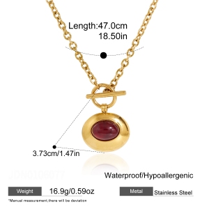 Ellipse Shape Stainless Steel Waterproof Gold Color Women's Pendant Necklaces h5 