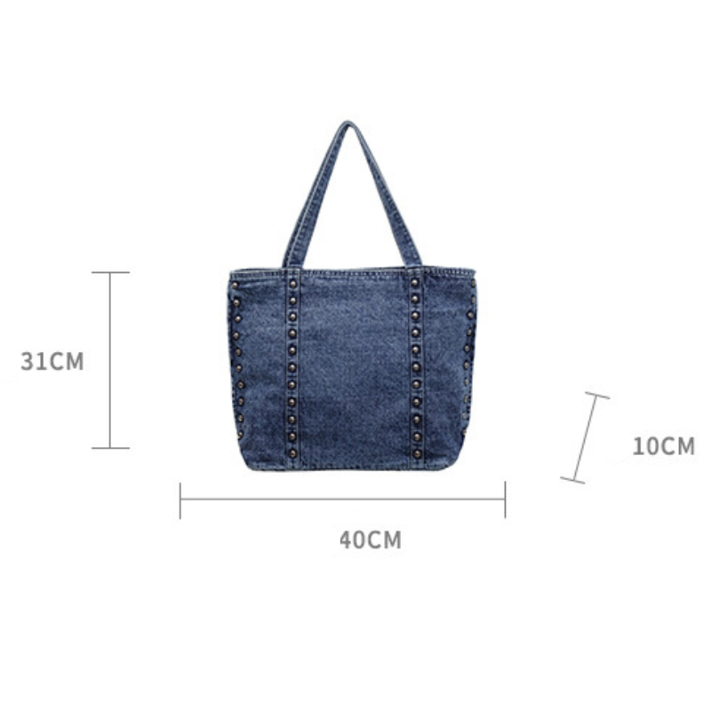 Streetwear Style Studded Solid Color Rivet Canvas Women's Square Handbags Picture8