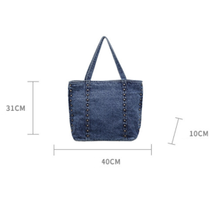 Streetwear Style Studded Solid Color Rivet Canvas Women's Square Handbags h5 Picture8