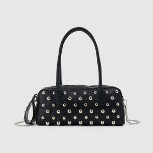 Old Money Style Metal Hardware Studded Solid Color Rivet Pu Women's Square Shoulder Bags h5 Picture2