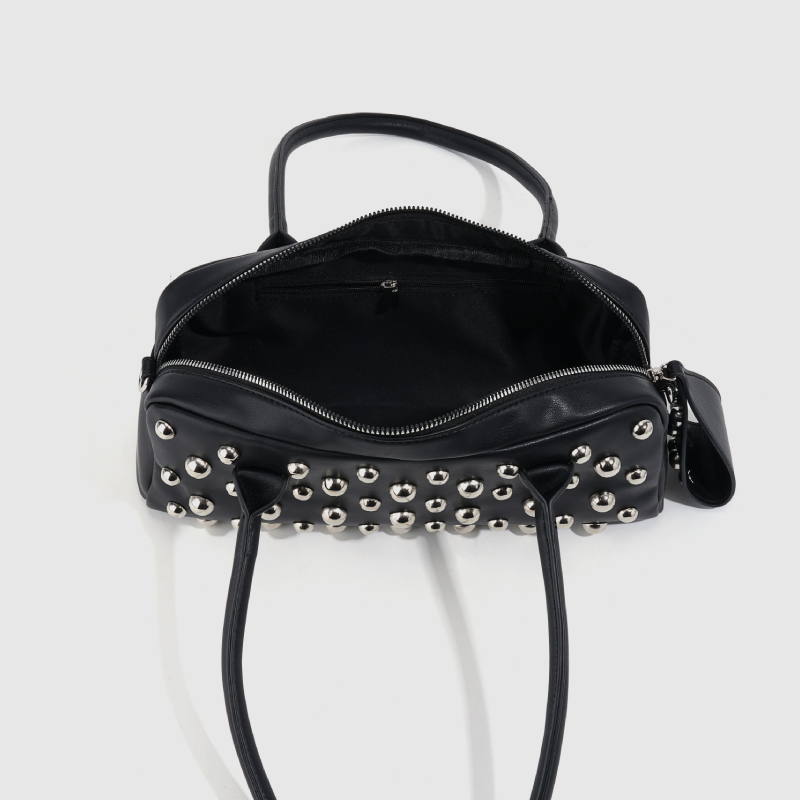 Old Money Style Metal Hardware Studded Solid Color Rivet Pu Women's Square Shoulder Bags Picture5