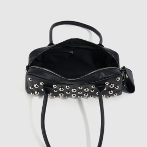 Old Money Style Metal Hardware Studded Solid Color Rivet Pu Women's Square Shoulder Bags h5 Picture5
