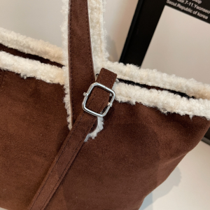 Casual Style Fluffy Solid Color Suede Women's Square Tote Bags h5 Picture10