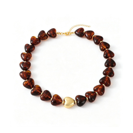 Simple Series Retro Heart Resin Women's Beaded Necklaces