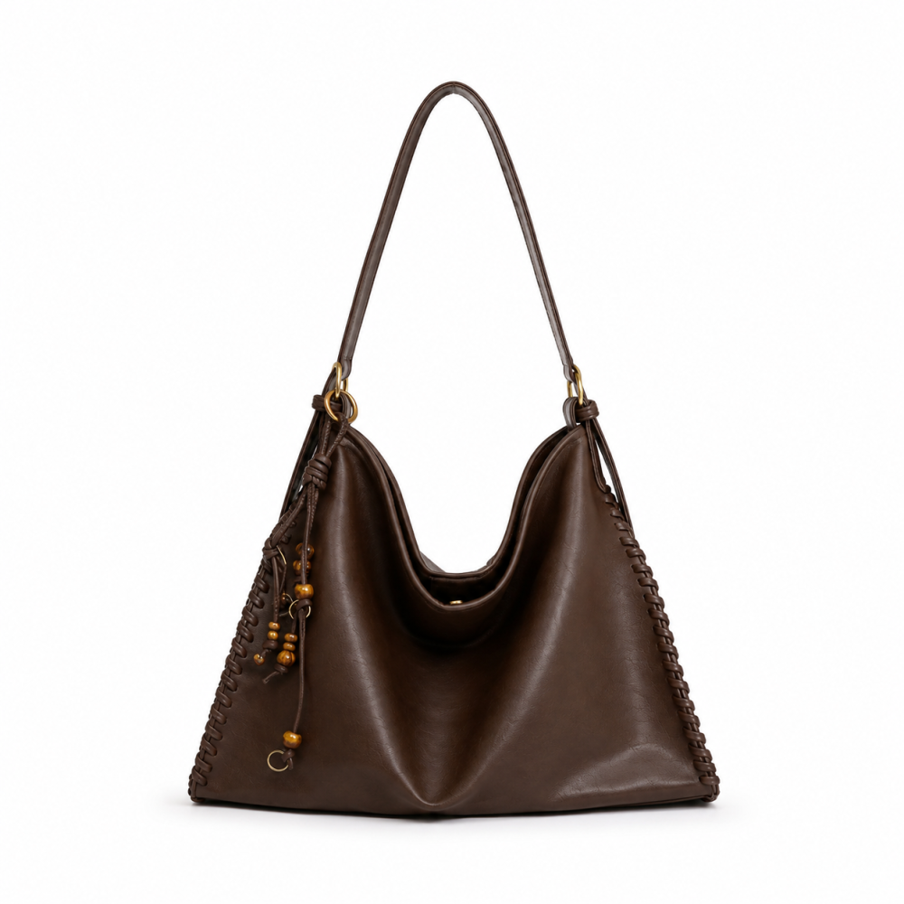Casual Style Metal Hardware Solid Color Tassel Woven Pu Women's Square Shoulder Bags 