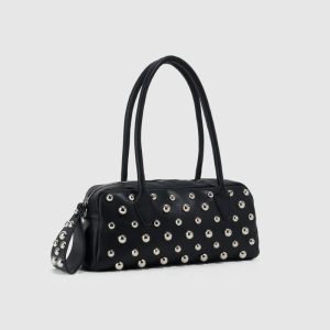 Old Money Style Metal Hardware Studded Solid Color Rivet Pu Women's Square Shoulder Bags h5 Picture3