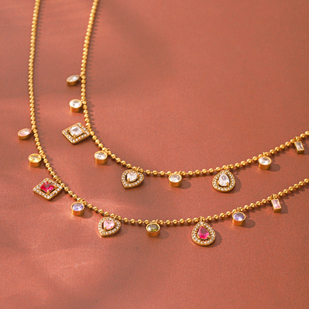 Herzförmige Damen-Halskette Mit Anhänger Aus Edelstahl, Wasserdicht, Goldfarben, Mit Zirkonia