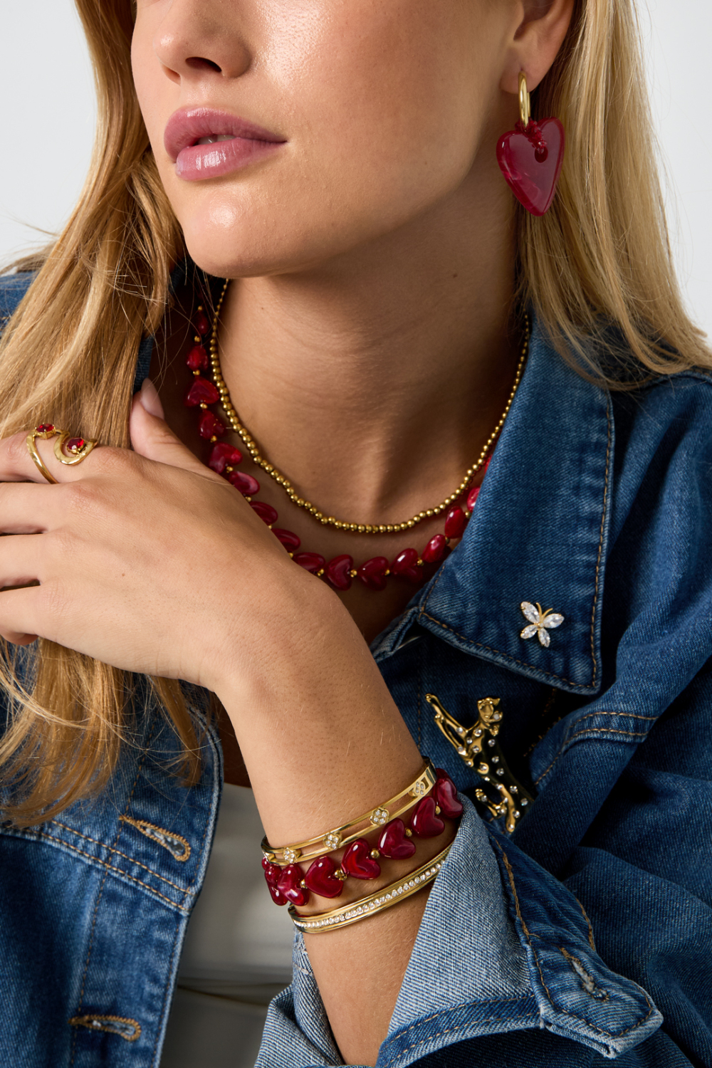 Pulsera Elástica De Cuentas De Corazón h5Imagen2