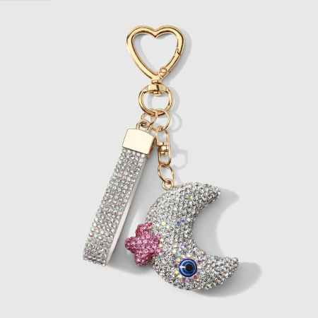 Luxurious Series Daily Devil's Eye Star Moon Alloy Rhinestone Keychain