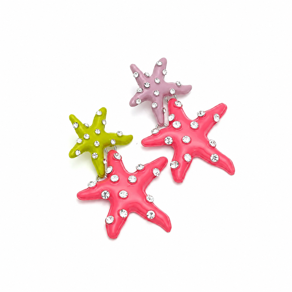 Schattige Oorbellen Met Strass-Steentjes In Oceaanstijl Voor Dames, Gemaakt Van Legering. Afbeelding2