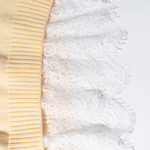 Elegant Solid Color Lace Panel Regular Knitted Jumper h5 Picture4