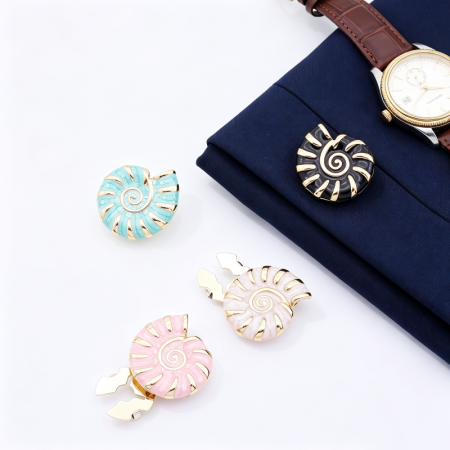 Simple Series Daily Solid Color Oceanic Style Shell Alloy Cufflinks