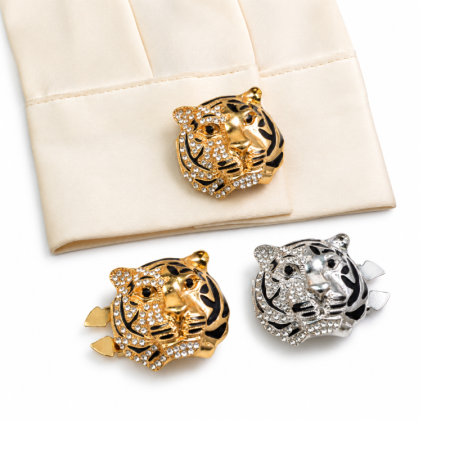 Luxuriöse Manschettenknöpfe Der Retro-Serie Mit Leopardenmuster, Einfarbig, Aus Metall Und Strasssteinen