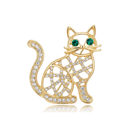 Luxurious Series Cute Animal Cat Metal Rhinestone Brooches