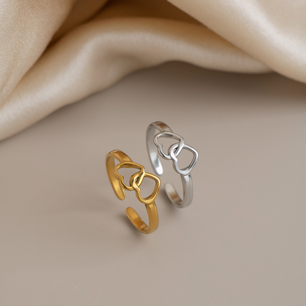 Heart Stainless Steel Waterproof Gold Color Minimalist Rings Picture2