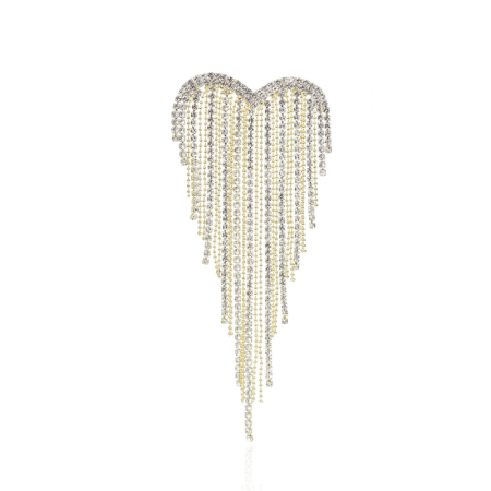 Luxurious Series Daily Heart Solid Color Tassel Metal Rhinestone Brooches