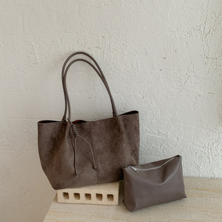 Minimalist Style Solid Color Suede Women's Tote Bag 2