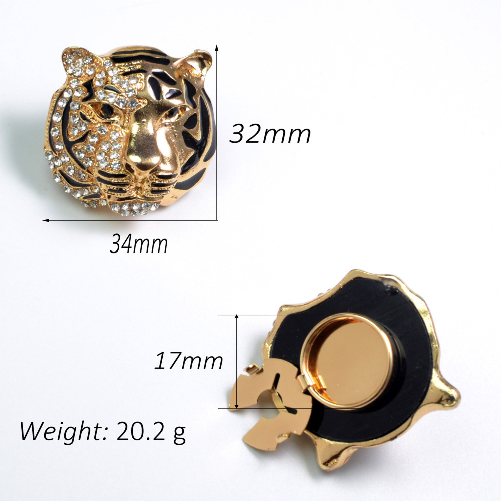 Luxurious Series Retro Animal Solid Color Leopard Print Metal Rhinestone Cufflinks Picture5