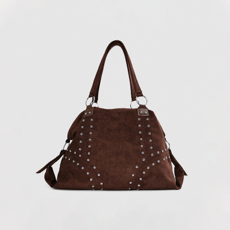 Streetwear Stijl, Studs, Effen Kleur, Suède, Totebag Voor Dames