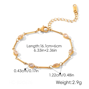 Droplet Stainless Steel Waterproof Gold Color Zircon Women's Chain Bracelets h5 Picture2