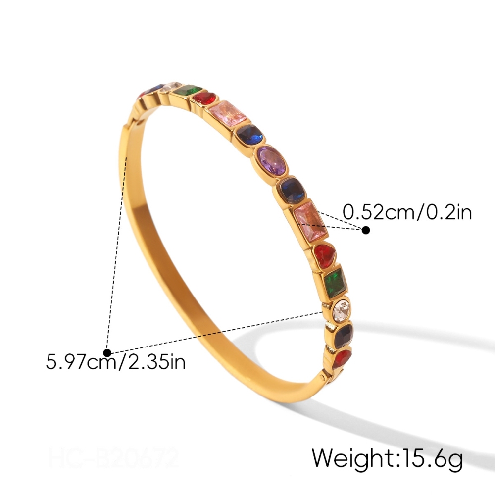 Luxurious Series Stainless Steel Waterproof Gold Color Zircon Women's Bangles Picture2