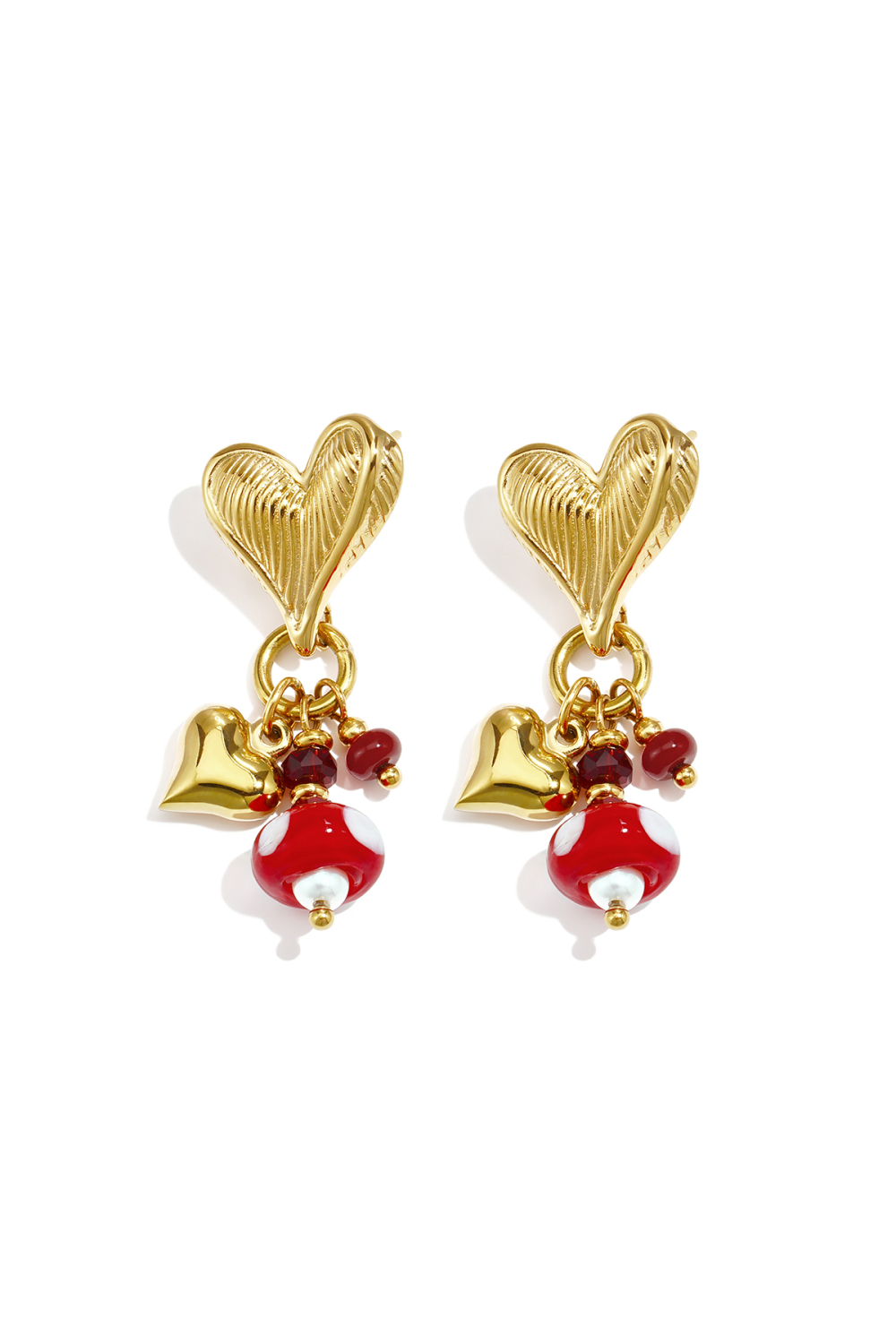 Stainless Steel Beads Earrings Heart Simple Daily Simple Series Women's Jewelry