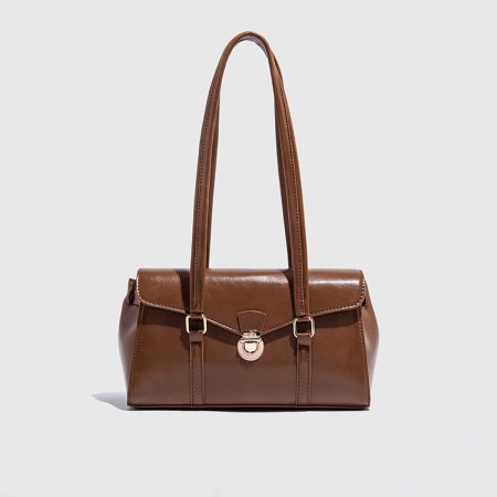 Schoudertassen Voor Dames Met Metalen Details In Kantoorstijl En Effen Pu-Afwerking.