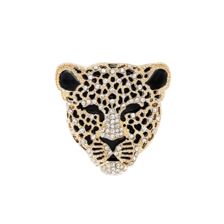 Luxurious Series Retro Animal Leopard Print Metal Rhinestone Brooches