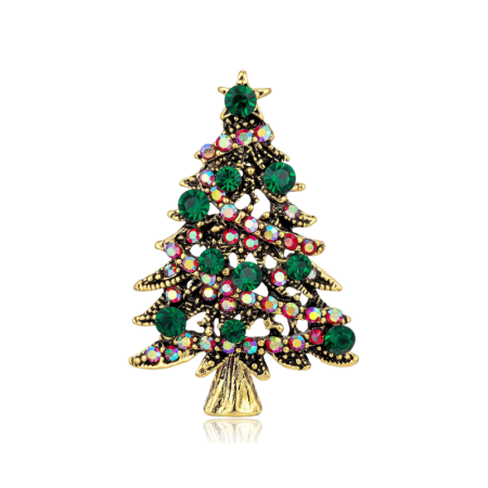 Ethnic Series Vacation Christmas Plant Metal Rhinestone Brooches