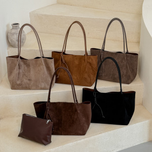 Minimalist Style Solid Color Suede Women's Tote Bag h5 Picture3