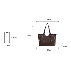 Streetwear Style Metal Hardware Solid Color Hollowed-Out Pu Women's Tote Bag h5 Picture7