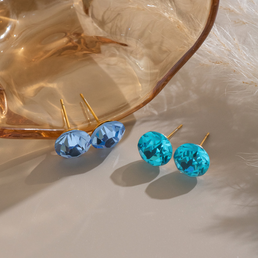Stainless Steel Waterproof Crystal Women's Stud Earrings Picture2