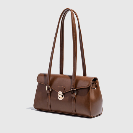 Schoudertassen Voor Dames Met Metalen Details In Kantoorstijl En Effen Pu-Afwerking. 2