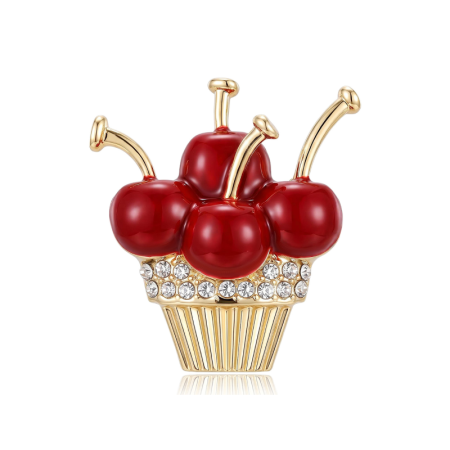 Serie Di Lusso Con Graziose Spille In Metallo Con Strass A Forma Di Ciliegia