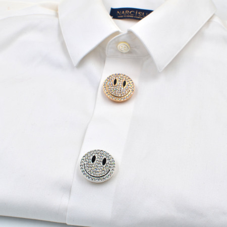 Luxurious Series Daily Smiling Face Metal Rhinestone Cufflinks 2
