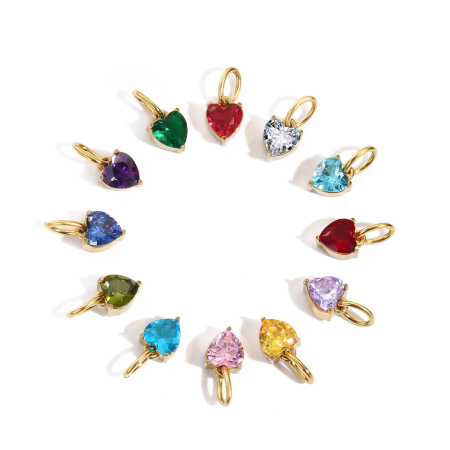 Simple Series Diy Heart Stainless Steel Waterproof Gold Color Zircon Women's Pendants