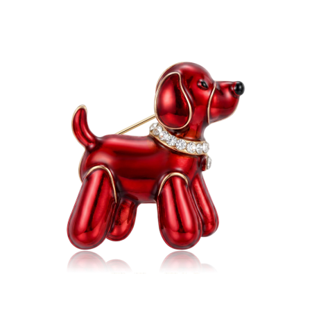 Simple Series Cute Animal Puppy Metal Rhinestone Brooches