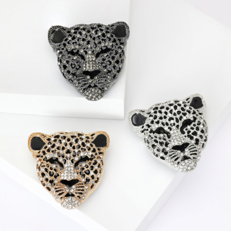 Luxurious Series Retro Animal Leopard Print Metal Rhinestone Brooches 2