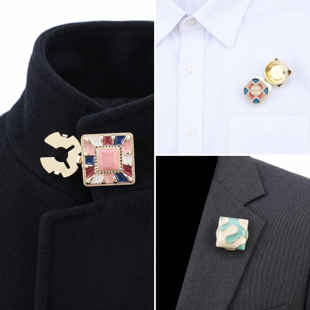 Classic Series Retro Irregular Shape Mixed Color Geometric Shape Alloy Cufflinks Picture4