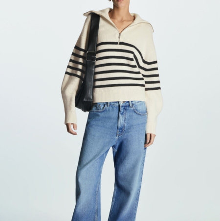 Maglione A Maglia Dritta In Acrilico A Righe Casual