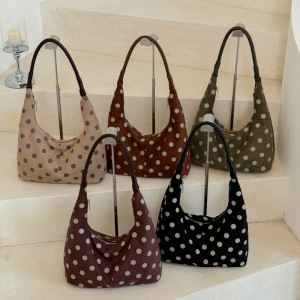 Parisian Chic Style Polka Dots Imitation Suede Women's Shoulder Bags h5 Picture2