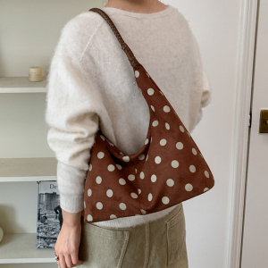 Parisian Chic Style Polka Dots Imitation Suede Women's Shoulder Bags h5 Picture6
