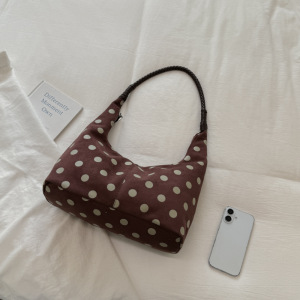 Parisian Chic Style Polka Dots Imitation Suede Women's Shoulder Bags h5 Picture3