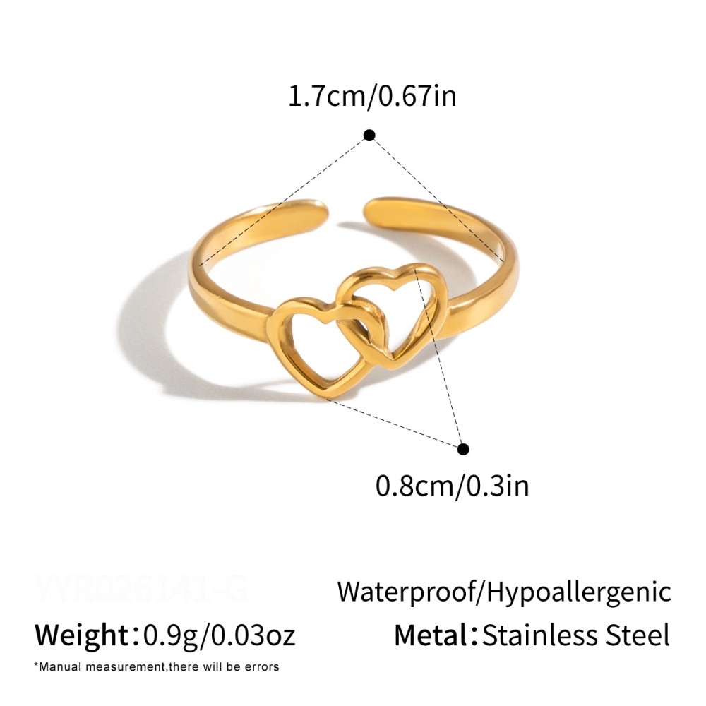 Heart Stainless Steel Waterproof Gold Color Minimalist Rings