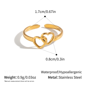 Heart Stainless Steel Waterproof Gold Color Minimalist Rings h5