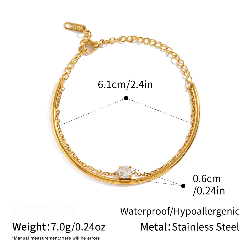 Stainless Steel Waterproof Gold Color Women's Chain Bracelets