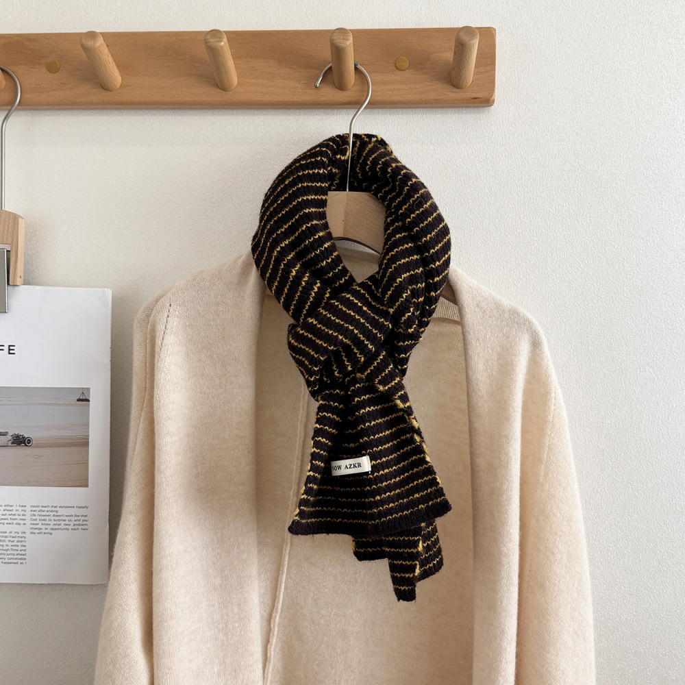 Simple Series Daily Stripe Mixed Color Polyester Winter Scarves h5Picture4