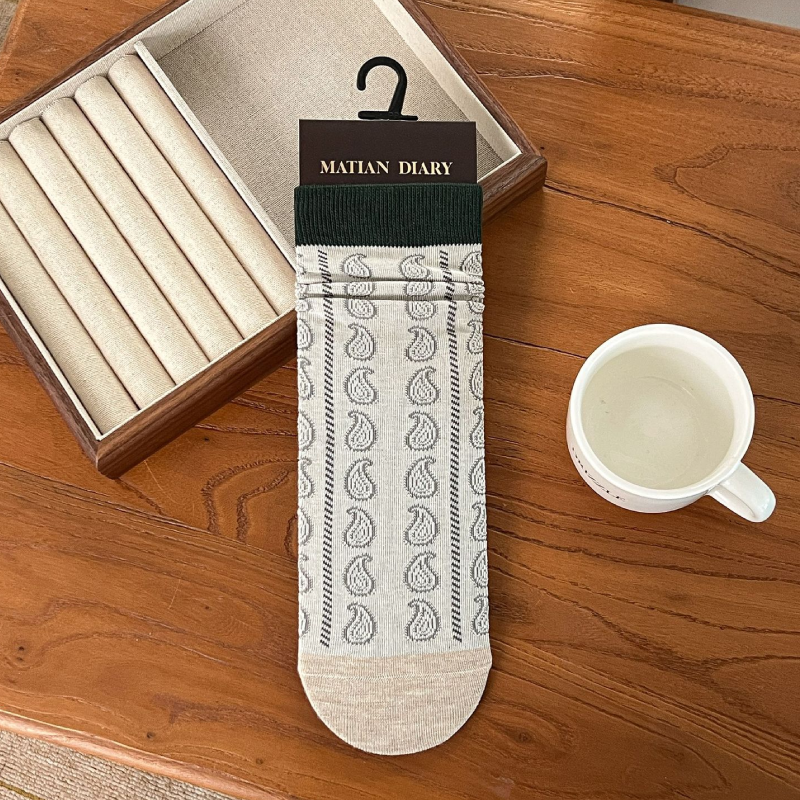 Women's Ethnic Style Floral Print Paisley Pattern Color Clash Mid-Calf Socks